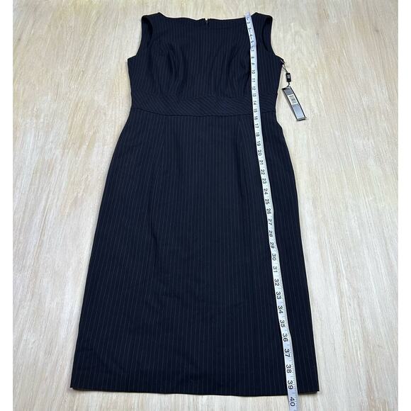 NWT Tahari Navy Pin Stripe Asl Tomlee Sleeveless Knee Length Sheath Dress 4 - Picture 10 of 13